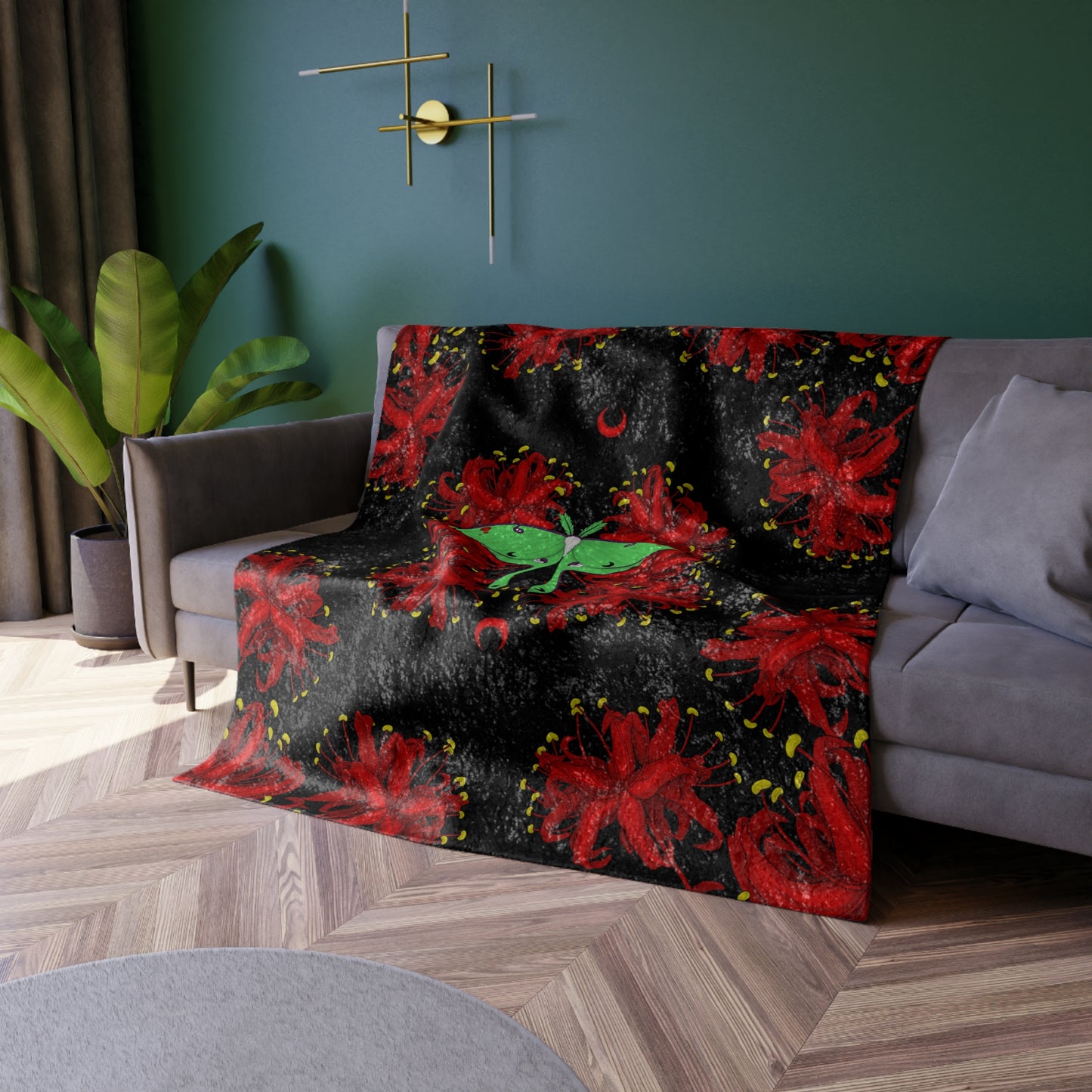 Lunar Moth Crushed Velvet Blanket