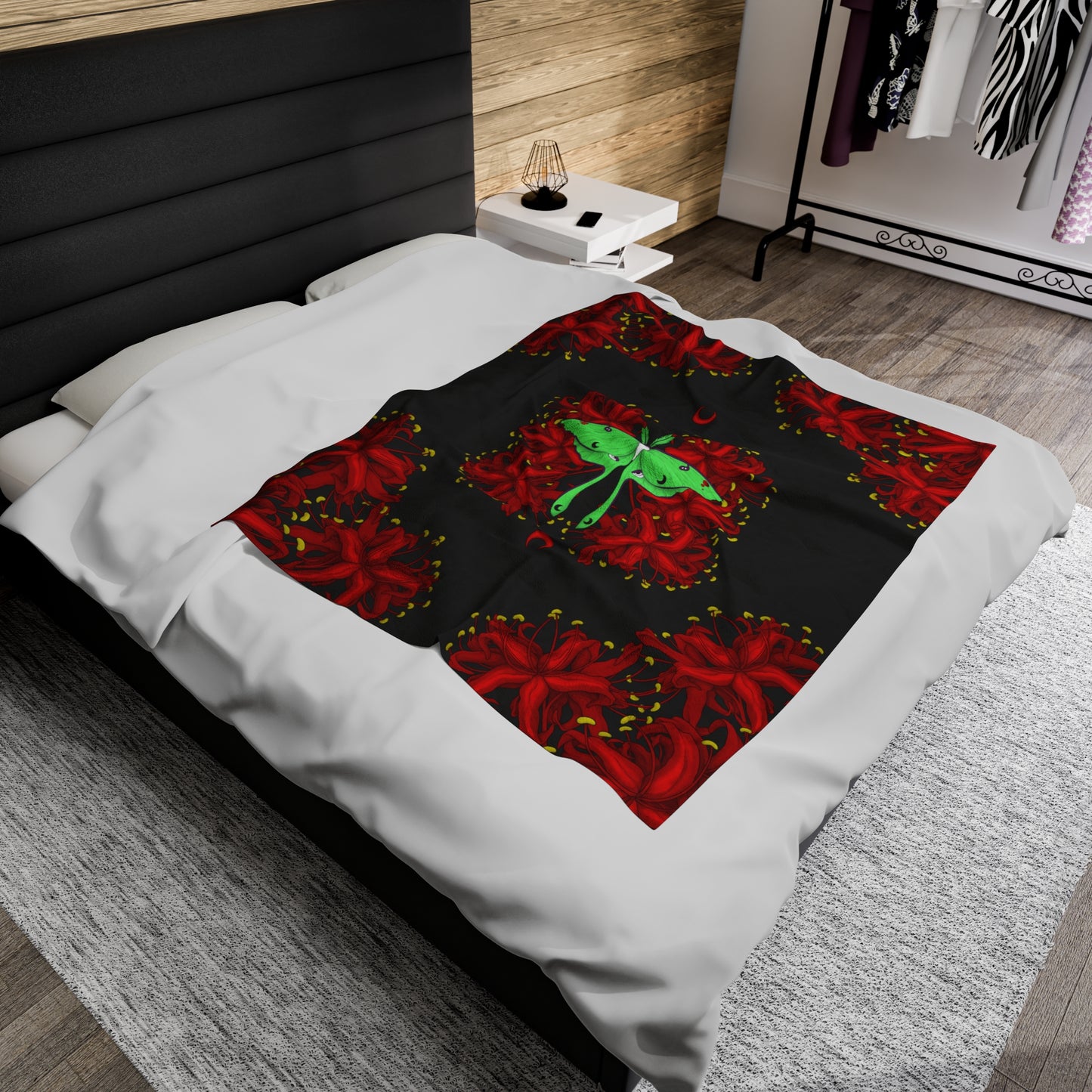 Lunar Moth Velveteen Plush Blanket