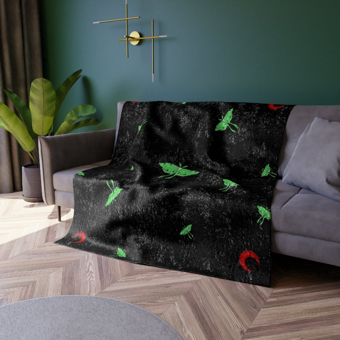 Lunar Moth V2 Crushed Velvet Blanket