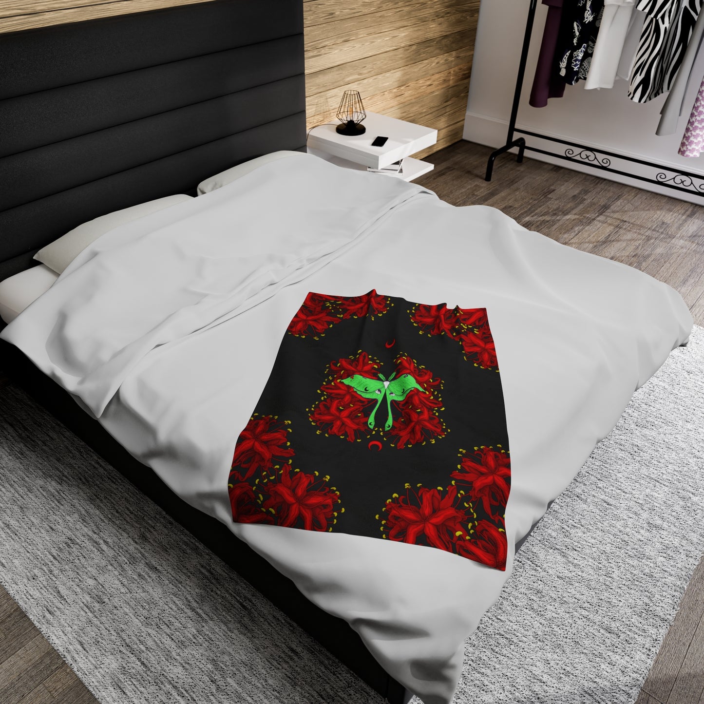 Lunar Moth Velveteen Plush Blanket