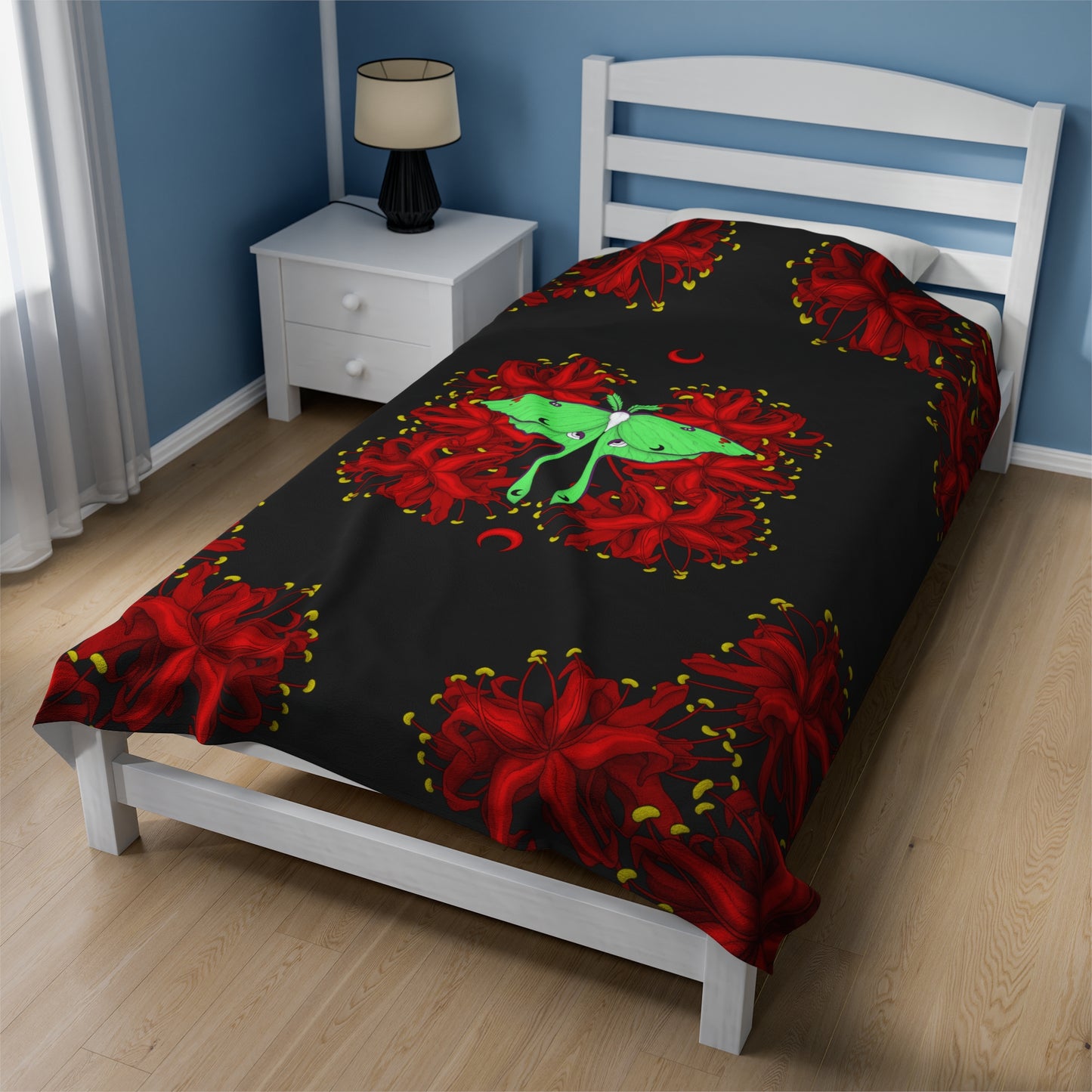 Lunar Moth Velveteen Plush Blanket