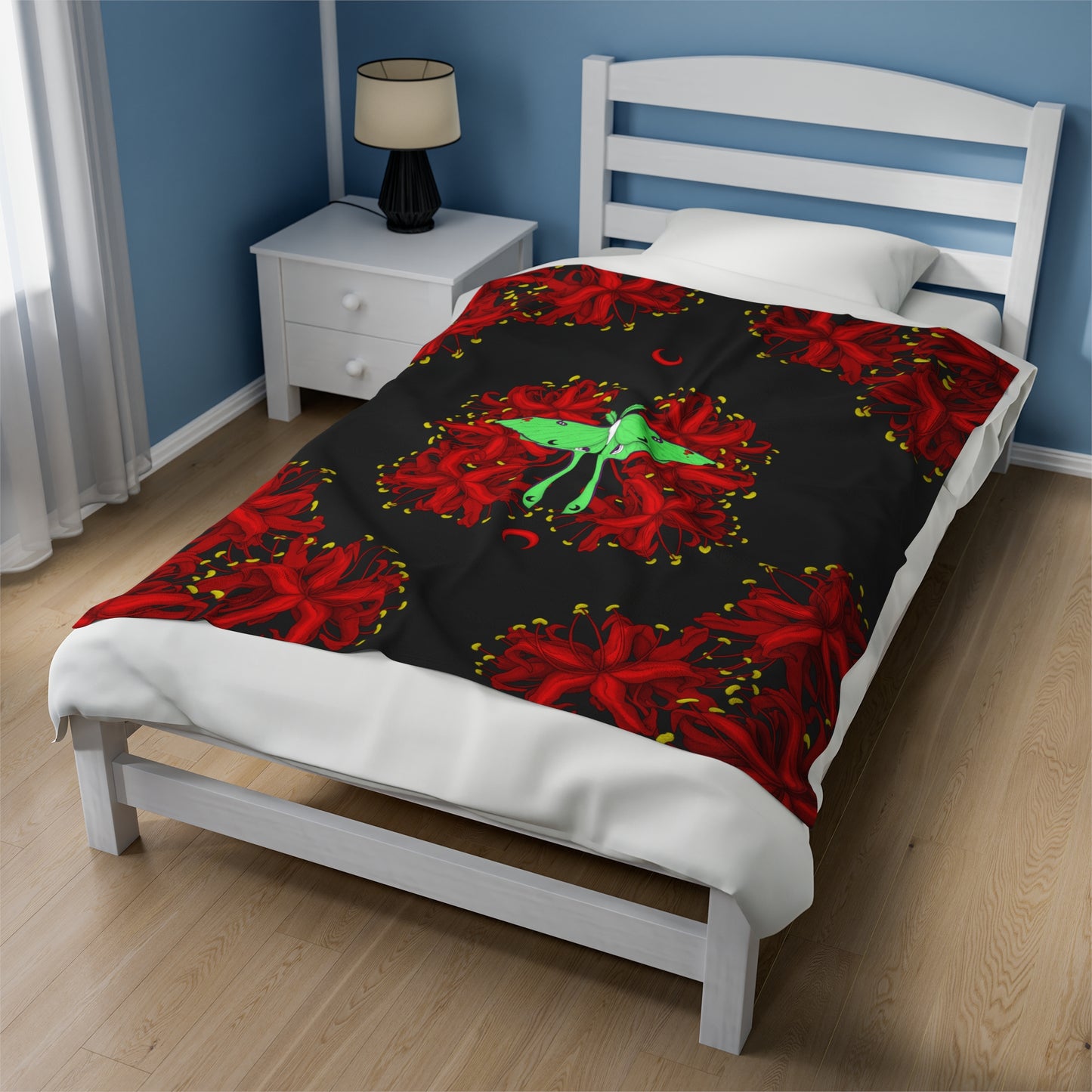 Lunar Moth Velveteen Plush Blanket