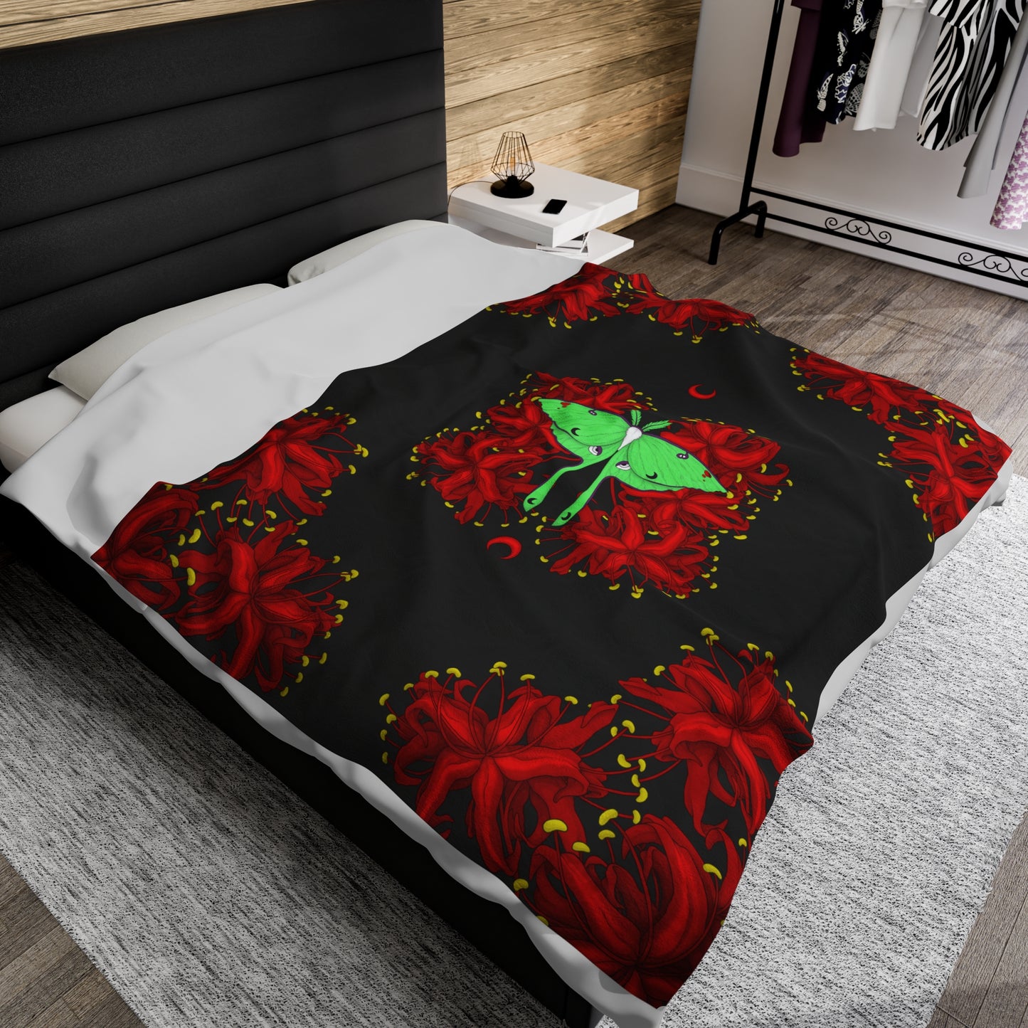 Lunar Moth Velveteen Plush Blanket
